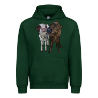 Forest Green two heifer cows Urban Hoodie - RanaPortraitStore