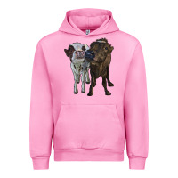 Fuchsia Pink two heifer cows Urban Hoodie - RanaPortraitStore