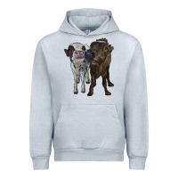 Heather Grey two heifer cows Urban Hoodie - RanaPortraitStore
