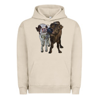 Pigment French Oak two heifer cows Urban Hoodie - RanaPortraitStore