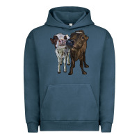Pigment Midnight Navy two heifer cows Urban Hoodie - RanaPortraitStore