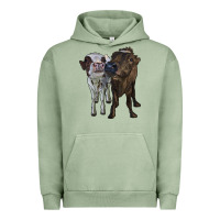 Pigment Oil Green two heifer cows Urban Hoodie - RanaPortraitStore