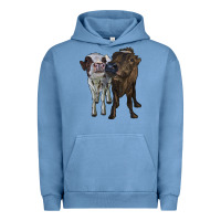 Pigment Pebble Blue two heifer cows Urban Hoodie - RanaPortraitStore