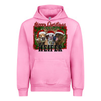 Fuchsia Pink merry christmas heifer Urban Hoodie - RanaPortraitStore