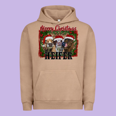 Merry Christmas Heifer Urban Hoodie Designed By Ranaportraitstore
