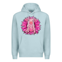 Blue Mist pink sunflower pig Premium Hoodie - RanaPortraitStore