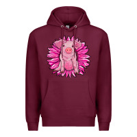 Burgundy pink sunflower pig Premium Hoodie - RanaPortraitStore