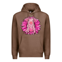 Chestnut pink sunflower pig Premium Hoodie - RanaPortraitStore