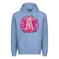 Colony Blue pink sunflower pig Premium Hoodie - RanaPortraitStore
