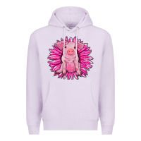 Lilac pink sunflower pig Premium Hoodie - RanaPortraitStore