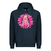 Navy pink sunflower pig Premium Hoodie - RanaPortraitStore