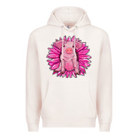 Pale Pink pink sunflower pig Premium Hoodie - RanaPortraitStore