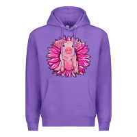 Purple pink sunflower pig Premium Hoodie - RanaPortraitStore