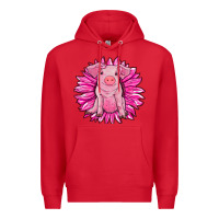Red pink sunflower pig Premium Hoodie - RanaPortraitStore