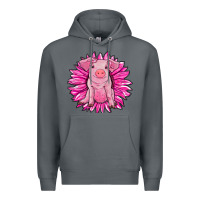 Pink Sunflower Pig Premium Hoodie | Teevron