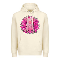 Sandshell pink sunflower pig Premium Hoodie - RanaPortraitStore