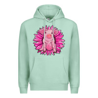 Seafoam pink sunflower pig Premium Hoodie - RanaPortraitStore