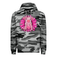 Slate Camo pink sunflower pig Premium Hoodie - RanaPortraitStore