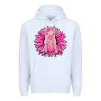 White pink sunflower pig Premium Hoodie - RanaPortraitStore