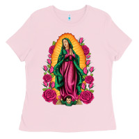 Bubblegum Pink our lady of guadalupe Ladies Tee - Artiststas