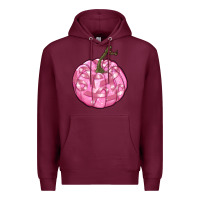 Burgundy pink pumpkin with breast cancer ribbons Premium Hoodie - RanaPortraitStore