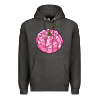Charcoal Heather pink pumpkin with breast cancer ribbons Premium Hoodie - RanaPortraitStore