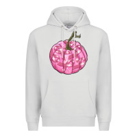 Dove Grey pink pumpkin with breast cancer ribbons Premium Hoodie - RanaPortraitStore