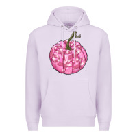 Lilac pink pumpkin with breast cancer ribbons Premium Hoodie - RanaPortraitStore