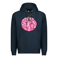 Navy pink pumpkin with breast cancer ribbons Premium Hoodie - RanaPortraitStore