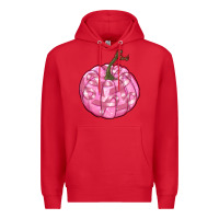 Red pink pumpkin with breast cancer ribbons Premium Hoodie - RanaPortraitStore