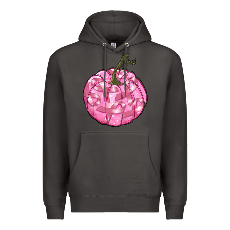 Pink Pumpkin With Breast Cancer Ribbons Premium Hoodie by RanaPortraitStore | Teevron