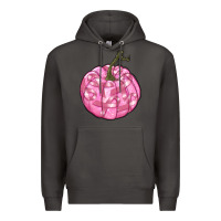 Smoke pink pumpkin with breast cancer ribbons Premium Hoodie - RanaPortraitStore