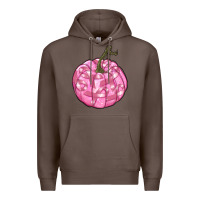 Coffee pink pumpkin with breast cancer ribbons Premium Hoodie - RanaPortraitStore