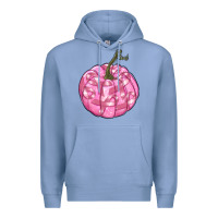 Colony Blue pink pumpkin with breast cancer ribbons Premium Hoodie - RanaPortraitStore