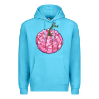 Ocean Blue pink pumpkin with breast cancer ribbons Premium Hoodie - RanaPortraitStore
