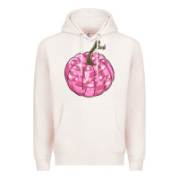 Pale Pink pink pumpkin with breast cancer ribbons Premium Hoodie - RanaPortraitStore