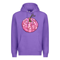 Purple pink pumpkin with breast cancer ribbons Premium Hoodie - RanaPortraitStore