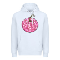 White pink pumpkin with breast cancer ribbons Premium Hoodie - RanaPortraitStore