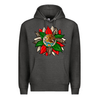 Charcoal Heather mexican flag sunflower Premium Hoodie - Zillion Design Studio