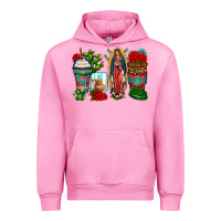 Fuchsia Pink lady of guadalupe coffee cups Urban Hoodie - Zillion Design Studio