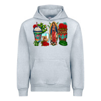 Heather Grey lady of guadalupe coffee cups Urban Hoodie - Zillion Design Studio