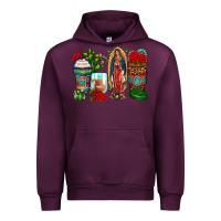 Mauve Wine lady of guadalupe coffee cups Urban Hoodie - Zillion Design Studio