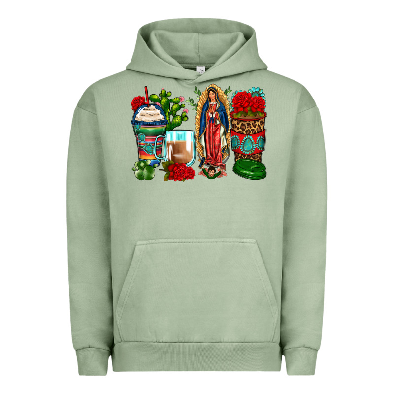 Lady Of Guadalupe Coffee Cups Urban Hoodie by Zillion Design Studio | Teevron