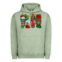 Pigment Oil Green lady of guadalupe coffee cups Urban Hoodie - Zillion Design Studio