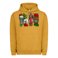 Pigment Peanut Butter lady of guadalupe coffee cups Urban Hoodie - Zillion Design Studio