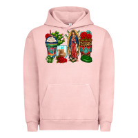 Pigment Salmon lady of guadalupe coffee cups Urban Hoodie - Zillion Design Studio