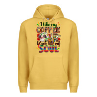 Antique Gold i like my coffee black like my soul Premium Hoodie - Zillion Design Studio