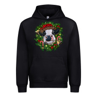 Black heifer cow with Christmas wreath Urban Hoodie - RanaPortraitStore