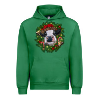 Emerald heifer cow with Christmas wreath Urban Hoodie - RanaPortraitStore