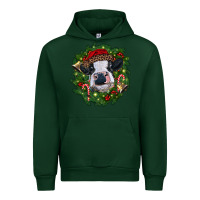 Forest Green heifer cow with Christmas wreath Urban Hoodie - RanaPortraitStore